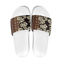 Bula Fiji Masi Slide Sandals Tapa Tropical Hibiscus Half Stylized LT14 Brown - Polynesian Pride