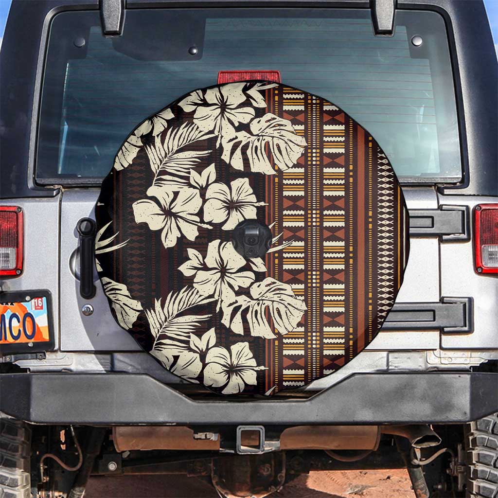Bula Fiji Masi Spare Tire Cover Tapa Tropical Hibiscus Half Stylized - Polynesian Pride