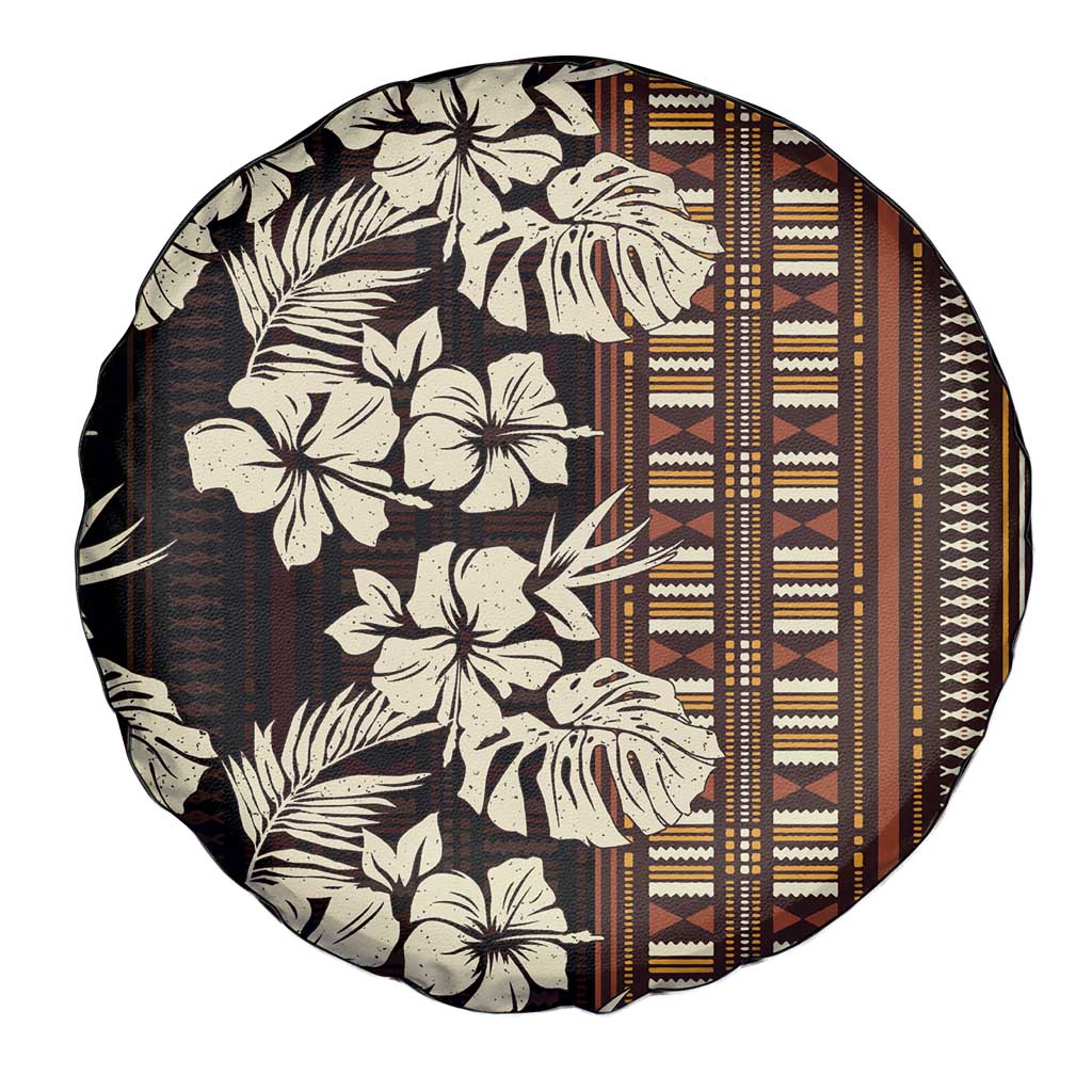 Bula Fiji Masi Spare Tire Cover Tapa Tropical Hibiscus Half Stylized - Polynesian Pride