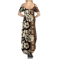Bula Fiji Masi Summer Maxi Dress Tapa Tropical Hibiscus Half Stylized - Polynesian Pride
