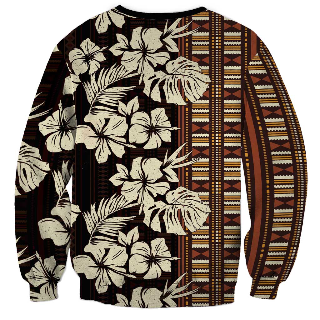 Bula Fiji Masi Sweatshirt Tapa Tropical Hibiscus Half Stylized - Polynesian Pride