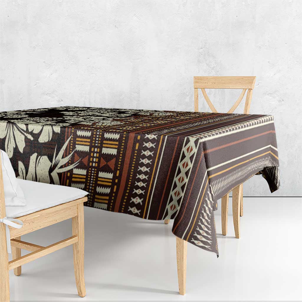 Bula Fiji Masi Tablecloth Tapa Tropical Hibiscus Half Stylized LT14 - Polynesian Pride