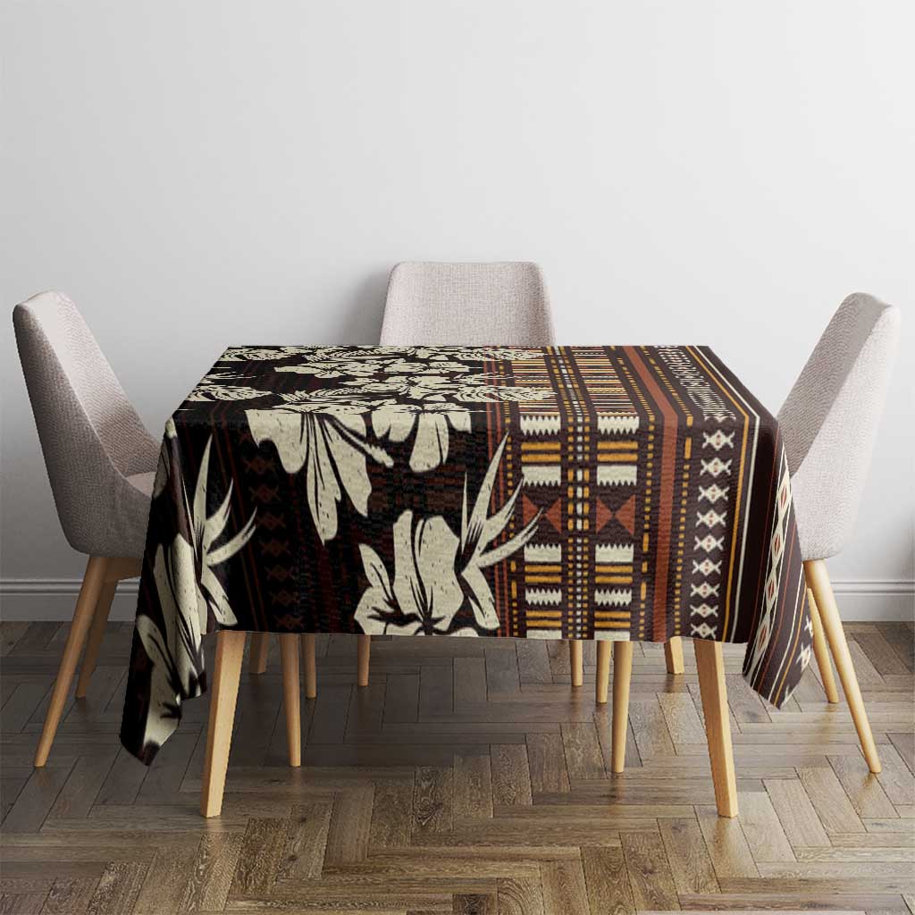 Bula Fiji Masi Tablecloth Tapa Tropical Hibiscus Half Stylized LT14 - Polynesian Pride