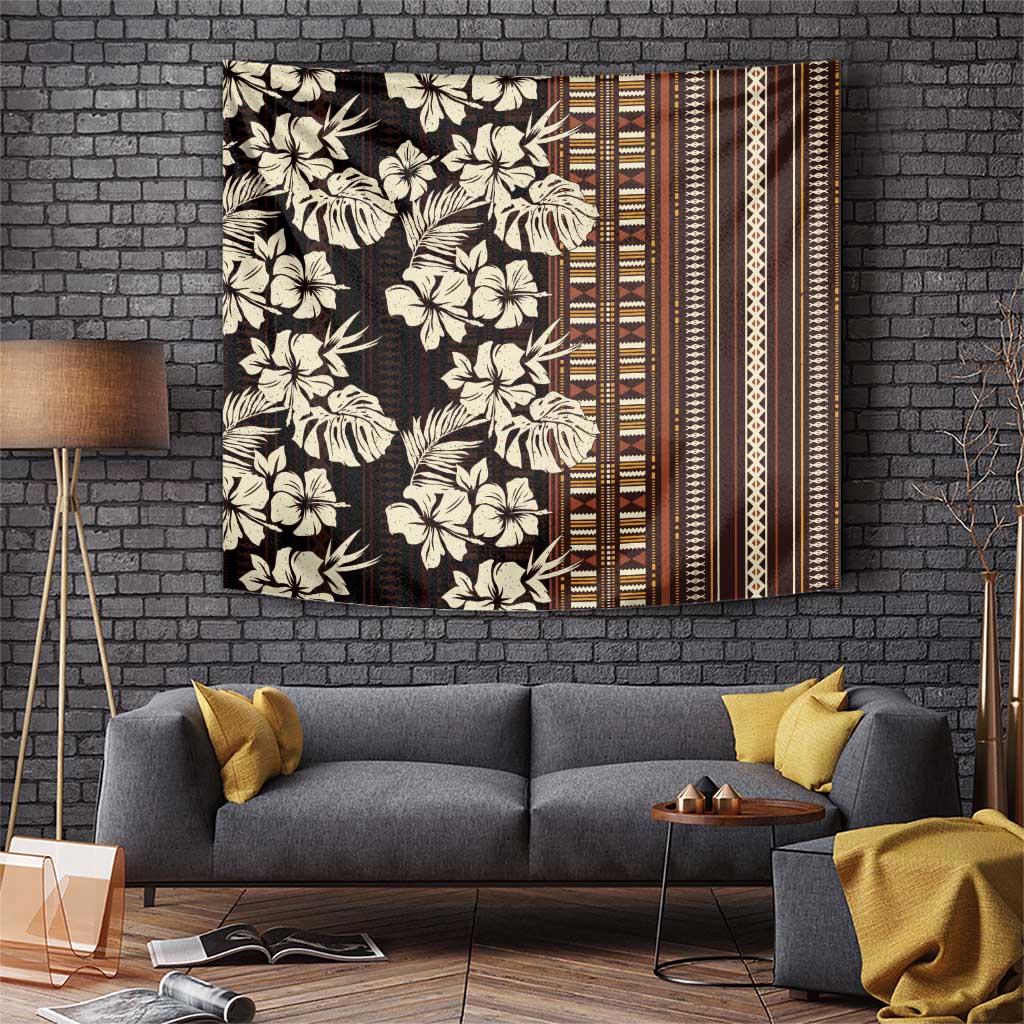 Bula Fiji Masi Tapestry Tapa Tropical Hibiscus Half Stylized - Polynesian Pride