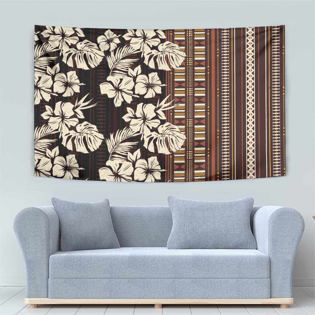 Bula Fiji Masi Tapestry Tapa Tropical Hibiscus Half Stylized - Polynesian Pride