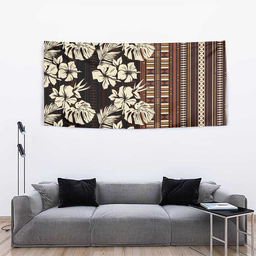 Bula Fiji Masi Tapestry Tapa Tropical Hibiscus Half Stylized - Polynesian Pride