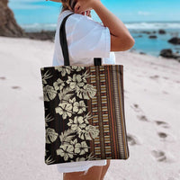 Bula Fiji Masi Tote Bag Tapa Tropical Hibiscus Half Stylized - Polynesian Pride