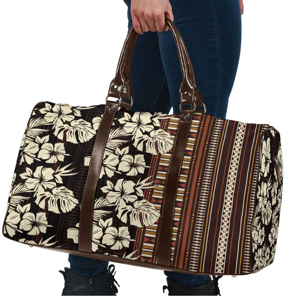 Bula Fiji Masi Travel Bag Tapa Tropical Hibiscus Half Stylized - Polynesian Pride