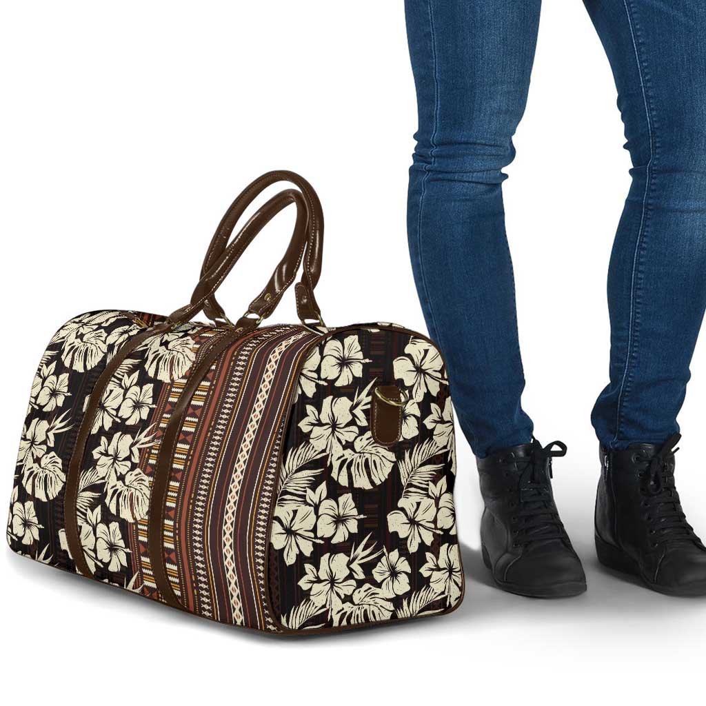 Bula Fiji Masi Travel Bag Tapa Tropical Hibiscus Half Stylized - Polynesian Pride