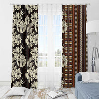 Bula Fiji Masi Window Curtain Tapa Tropical Hibiscus Half Stylized - Polynesian Pride