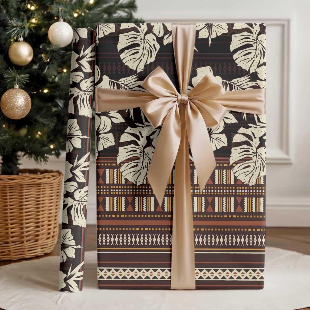 Bula Fiji Masi Wrapping Paper Tapa Tropical Hibiscus Half Stylized LT14 - Polynesian Pride