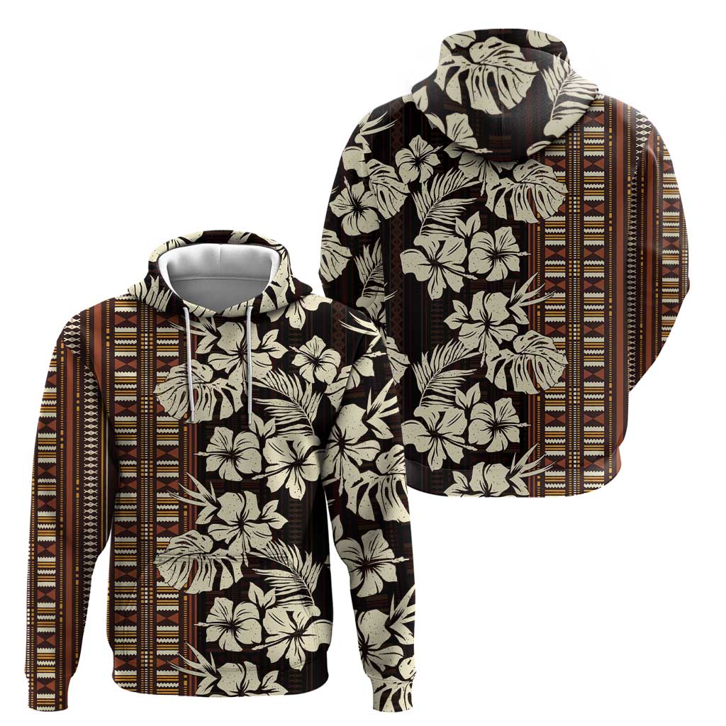 Bula Fiji Masi Zip Hoodie Tapa Tropical Hibiscus Half Stylized - Polynesian Pride