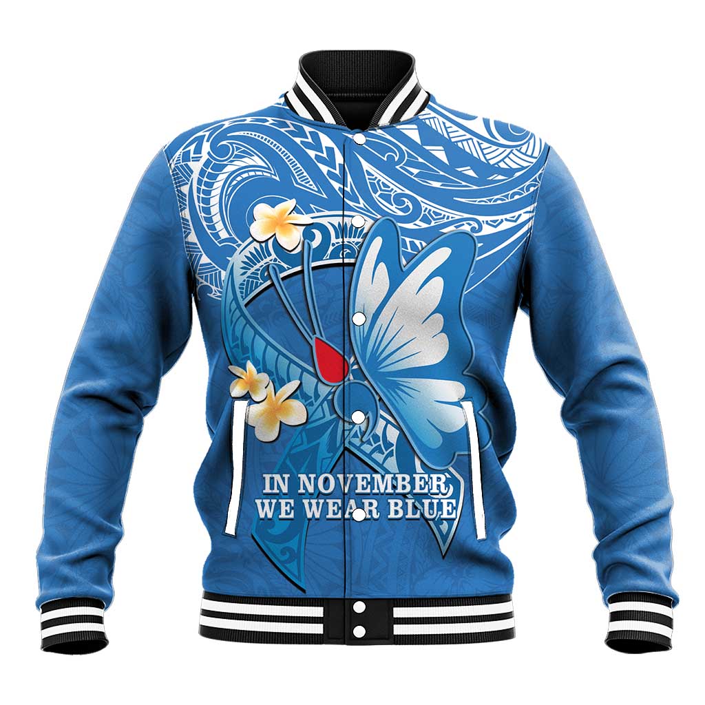 Polynesia Diabetes Awareness Month Baseball Jacket In November We Wear Blue LT14 Unisex Blue - Polynesian Pride