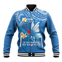 Polynesia Diabetes Awareness Month Baseball Jacket In November We Wear Blue LT14 Unisex Blue - Polynesian Pride