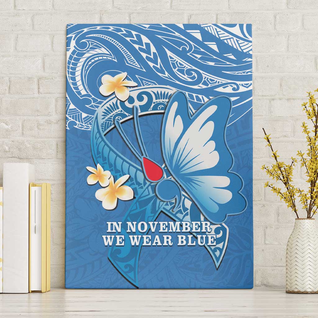 Polynesia Diabetes Awareness Month Canvas Wall Art In November We Wear Blue LT14 Without Frame Blue - Polynesian Pride
