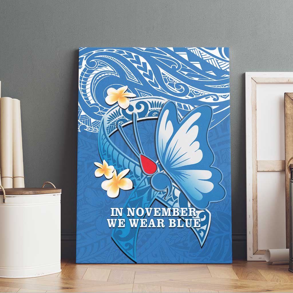 Polynesia Diabetes Awareness Month Canvas Wall Art In November We Wear Blue LT14 - Polynesian Pride