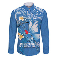Polynesia Diabetes Awareness Month Family Matching Long Sleeve Bodycon Dress and Hawaiian Shirt In November We Wear Blue