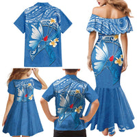 Polynesia Diabetes Awareness Month Family Matching Mermaid Dress and Hawaiian Shirt In November We Wear Blue