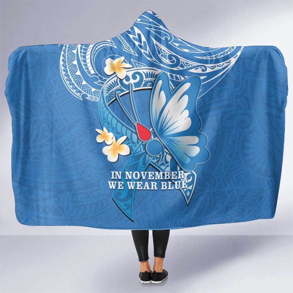 Polynesia Diabetes Awareness Month Hooded Blanket In November We Wear Blue LT14 One Size Blue - Polynesian Pride
