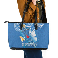 Polynesia Diabetes Awareness Month Leather Tote Bag In November We Wear Blue LT14 - Polynesian Pride
