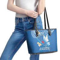 Polynesia Diabetes Awareness Month Leather Tote Bag In November We Wear Blue LT14 - Polynesian Pride