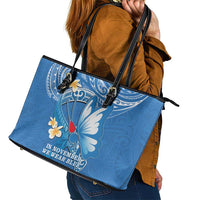 Polynesia Diabetes Awareness Month Leather Tote Bag In November We Wear Blue LT14 - Polynesian Pride