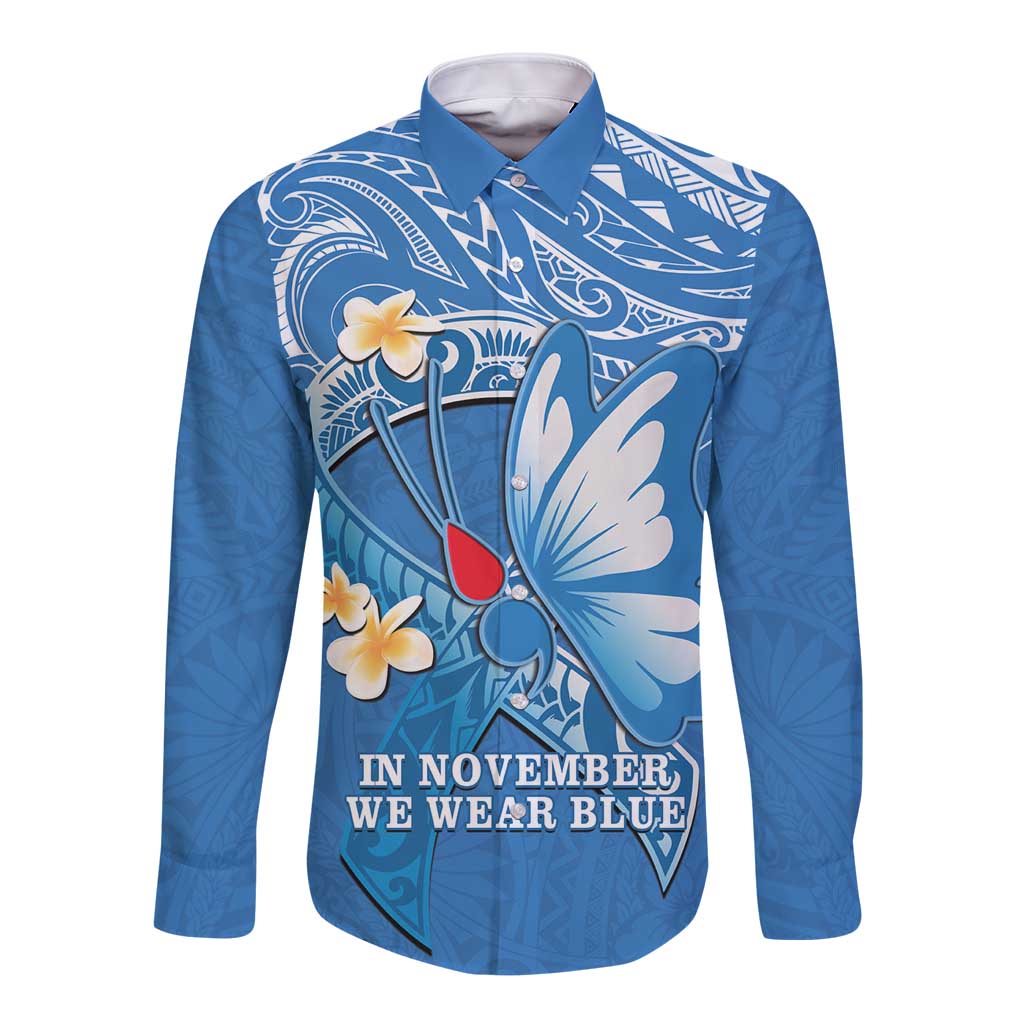 Polynesia Diabetes Awareness Month Long Sleeve Button Shirt In November We Wear Blue