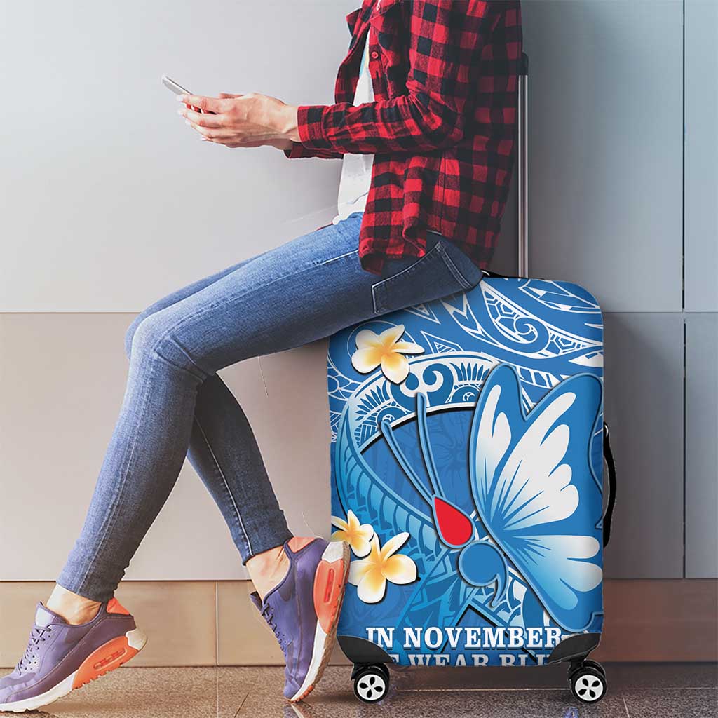 Polynesia Diabetes Awareness Month Luggage Cover In November We Wear Blue