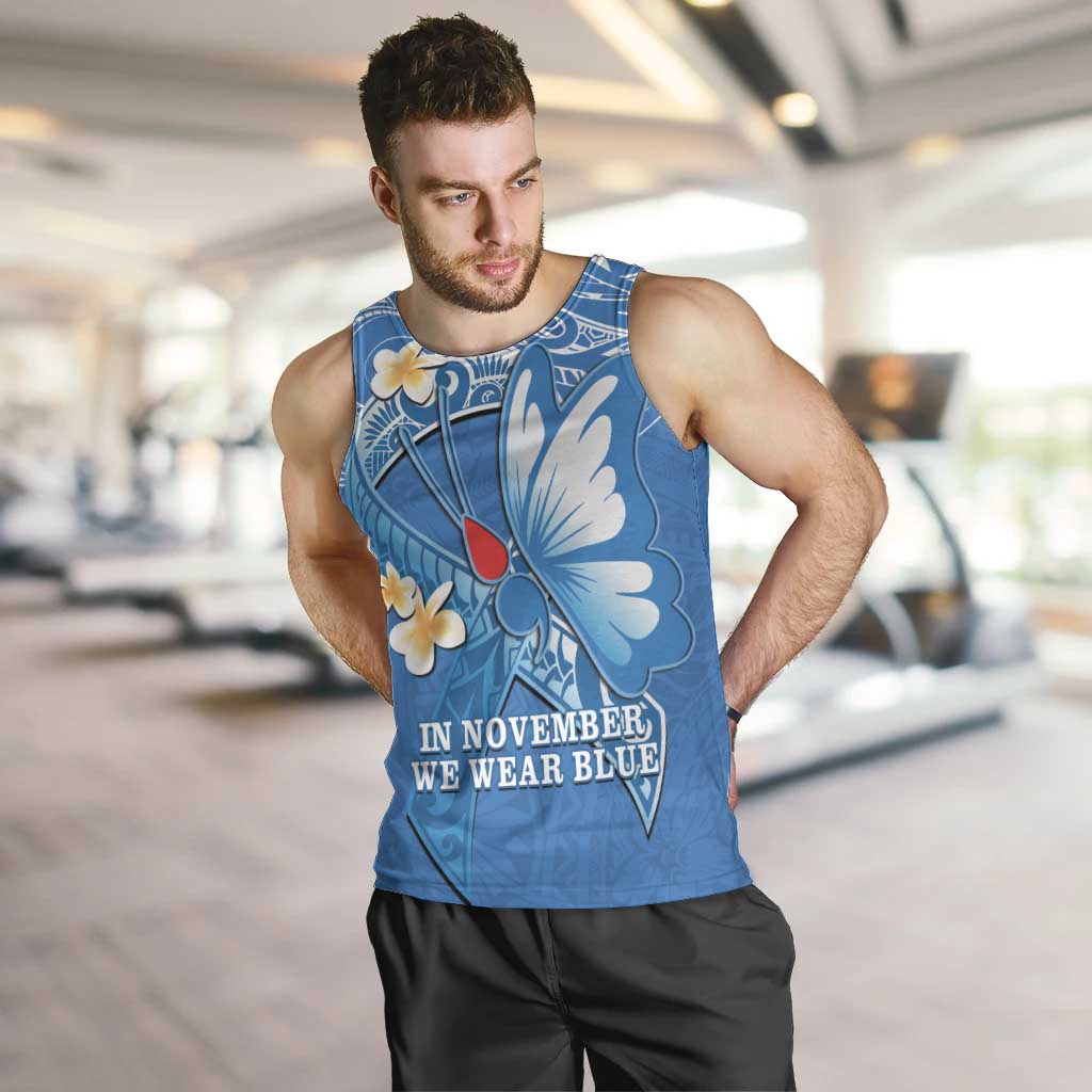 Polynesia Diabetes Awareness Month Men Tank Top In November We Wear Blue LT14 Blue - Polynesian Pride