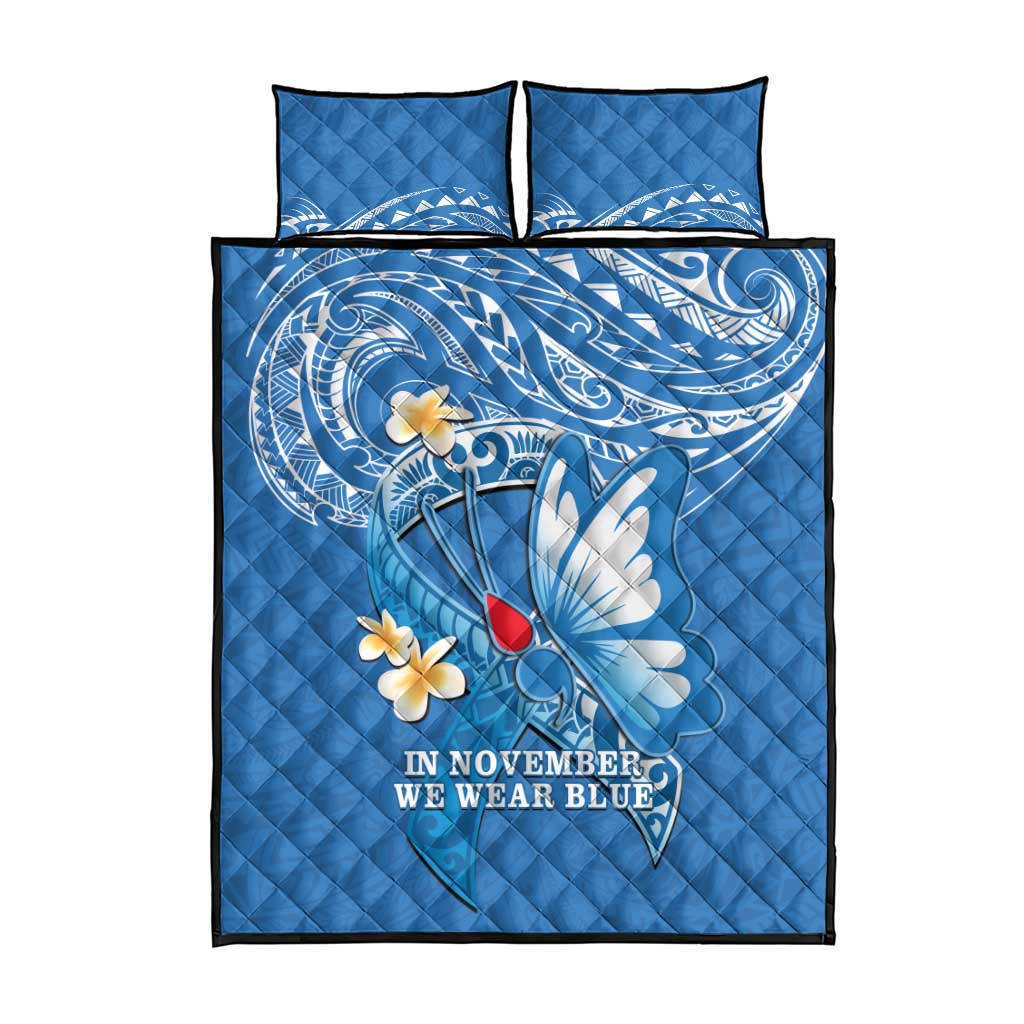 Polynesia Diabetes Awareness Month Quilt Bed Set In November We Wear Blue LT14 - Polynesian Pride