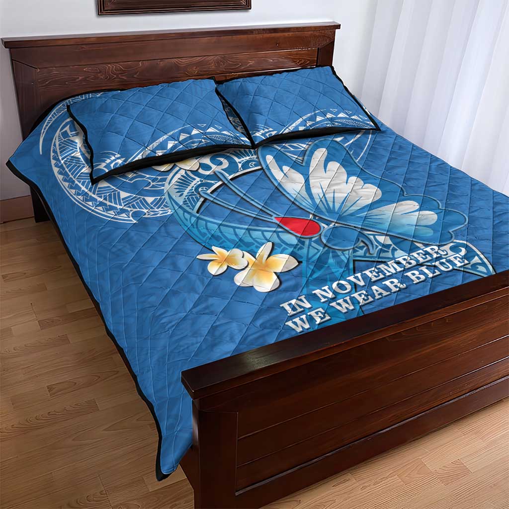 Polynesia Diabetes Awareness Month Quilt Bed Set In November We Wear Blue LT14 - Polynesian Pride