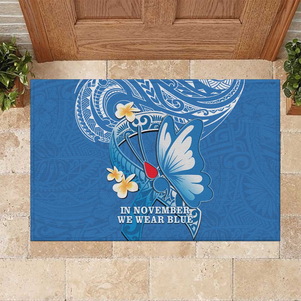 Polynesia Diabetes Awareness Month Rubber Doormat In November We Wear Blue LT14 Blue - Polynesian Pride