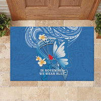 Polynesia Diabetes Awareness Month Rubber Doormat In November We Wear Blue LT14 Blue - Polynesian Pride