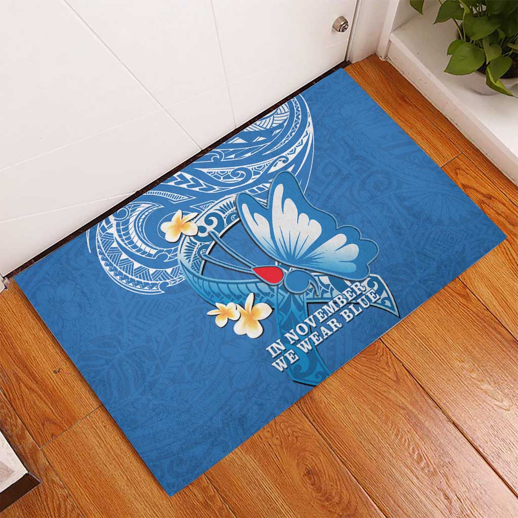 Polynesia Diabetes Awareness Month Rubber Doormat In November We Wear Blue LT14 - Polynesian Pride
