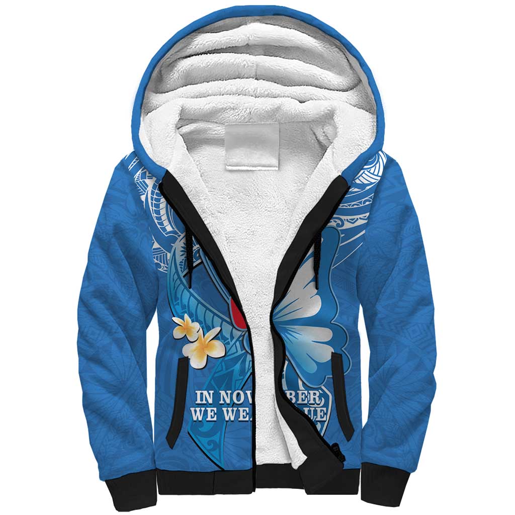 Polynesia Diabetes Awareness Month Sherpa Hoodie In November We Wear Blue