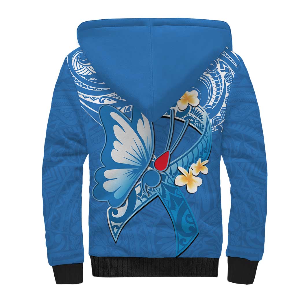 Polynesia Diabetes Awareness Month Sherpa Hoodie In November We Wear Blue LT14 - Polynesian Pride