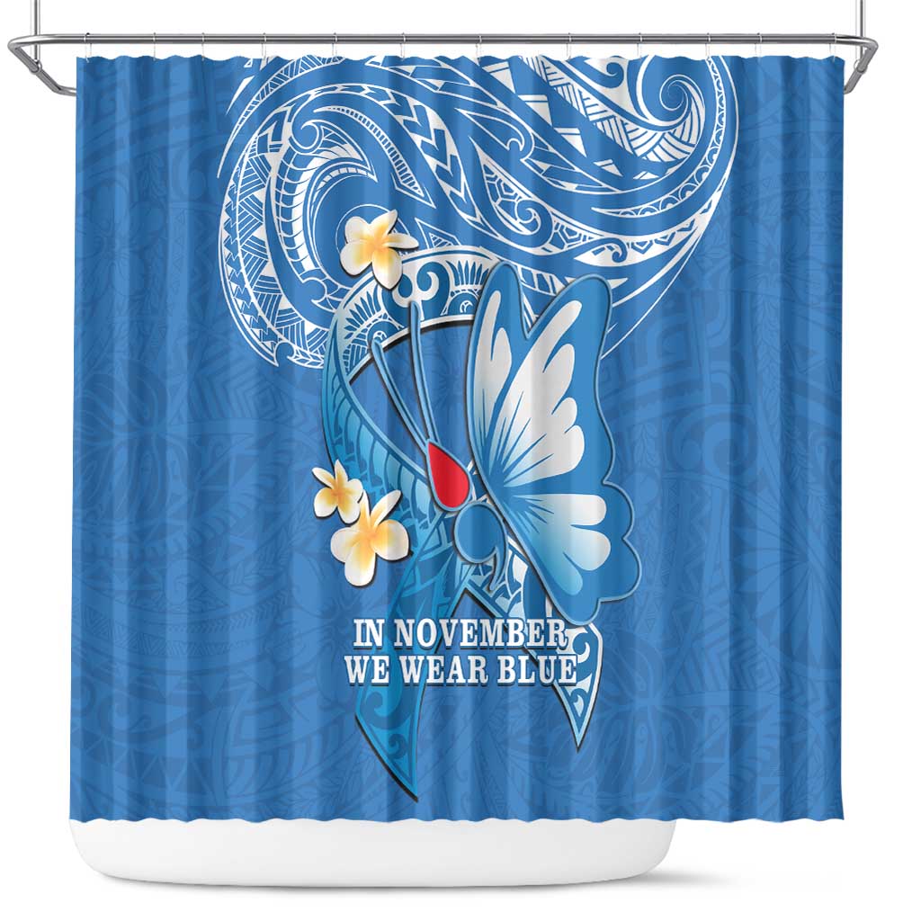 Polynesia Diabetes Awareness Month Shower Curtain In November We Wear Blue