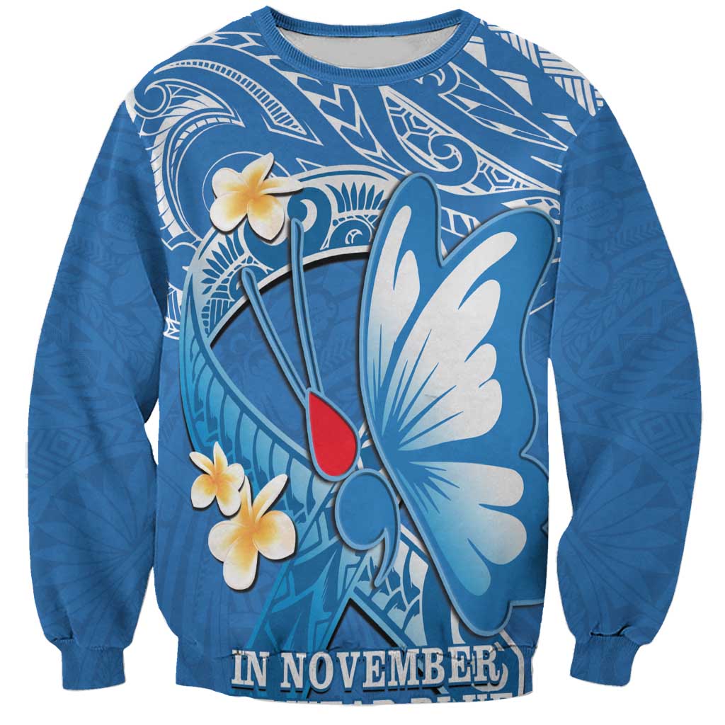 Polynesia Diabetes Awareness Month Sweatshirt In November We Wear Blue LT14 Unisex Blue - Polynesian Pride