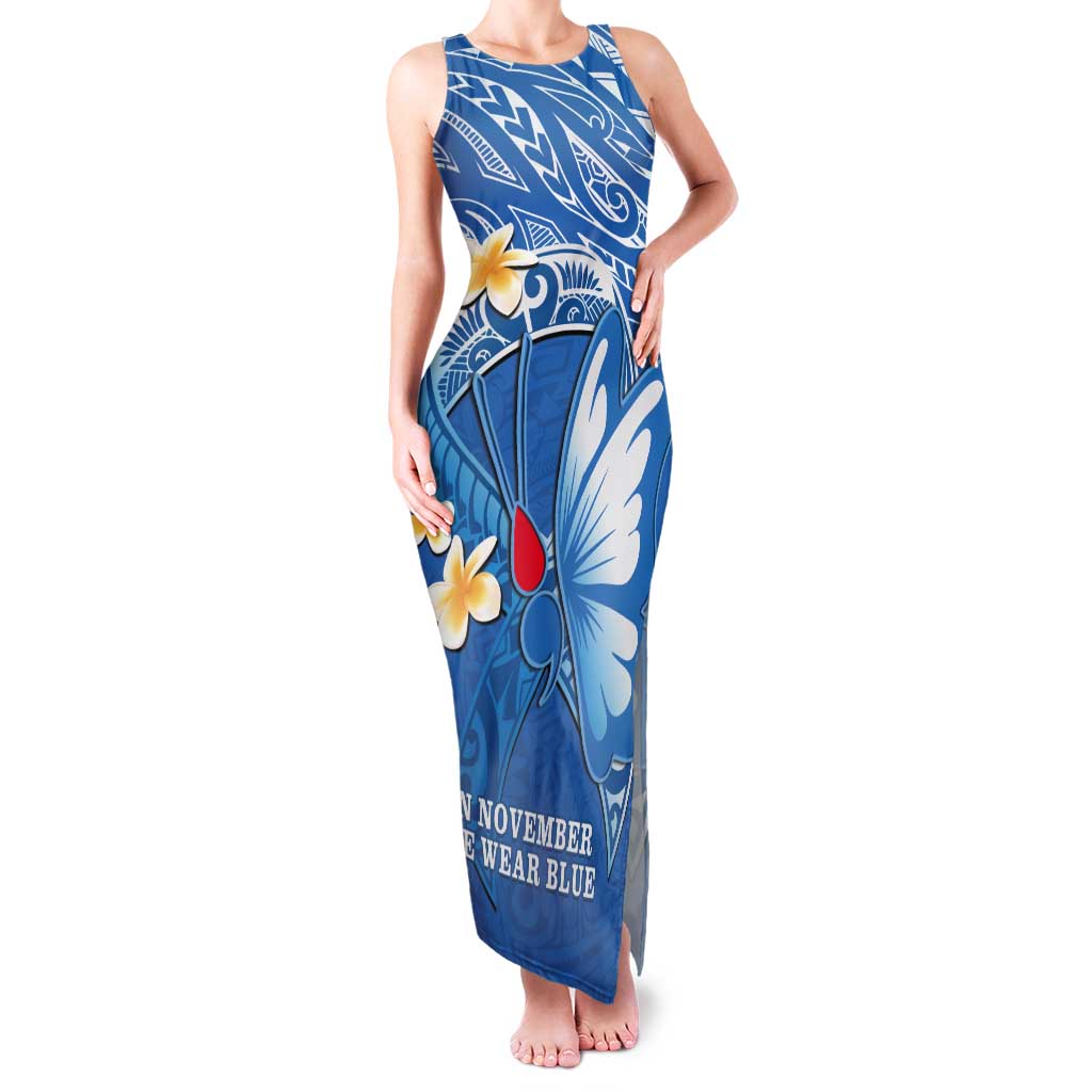 Polynesia Diabetes Awareness Month Tank Maxi Dress In November We Wear Blue LT14 Women Blue - Polynesian Pride