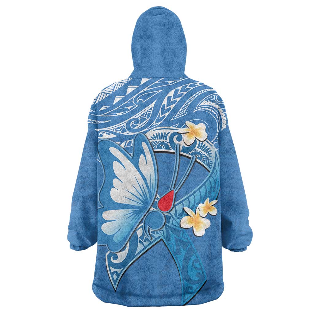 Polynesia Diabetes Awareness Month Wearable Blanket Hoodie In November We Wear Blue LT14 - Polynesian Pride