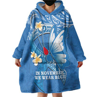 Polynesia Diabetes Awareness Month Wearable Blanket Hoodie In November We Wear Blue LT14 - Polynesian Pride