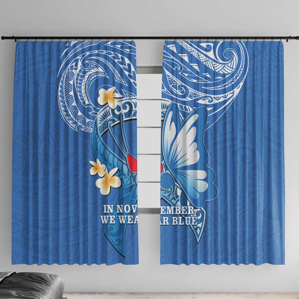 Polynesia Diabetes Awareness Month Window Curtain In November We Wear Blue LT14 With Hooks Blue - Polynesian Pride