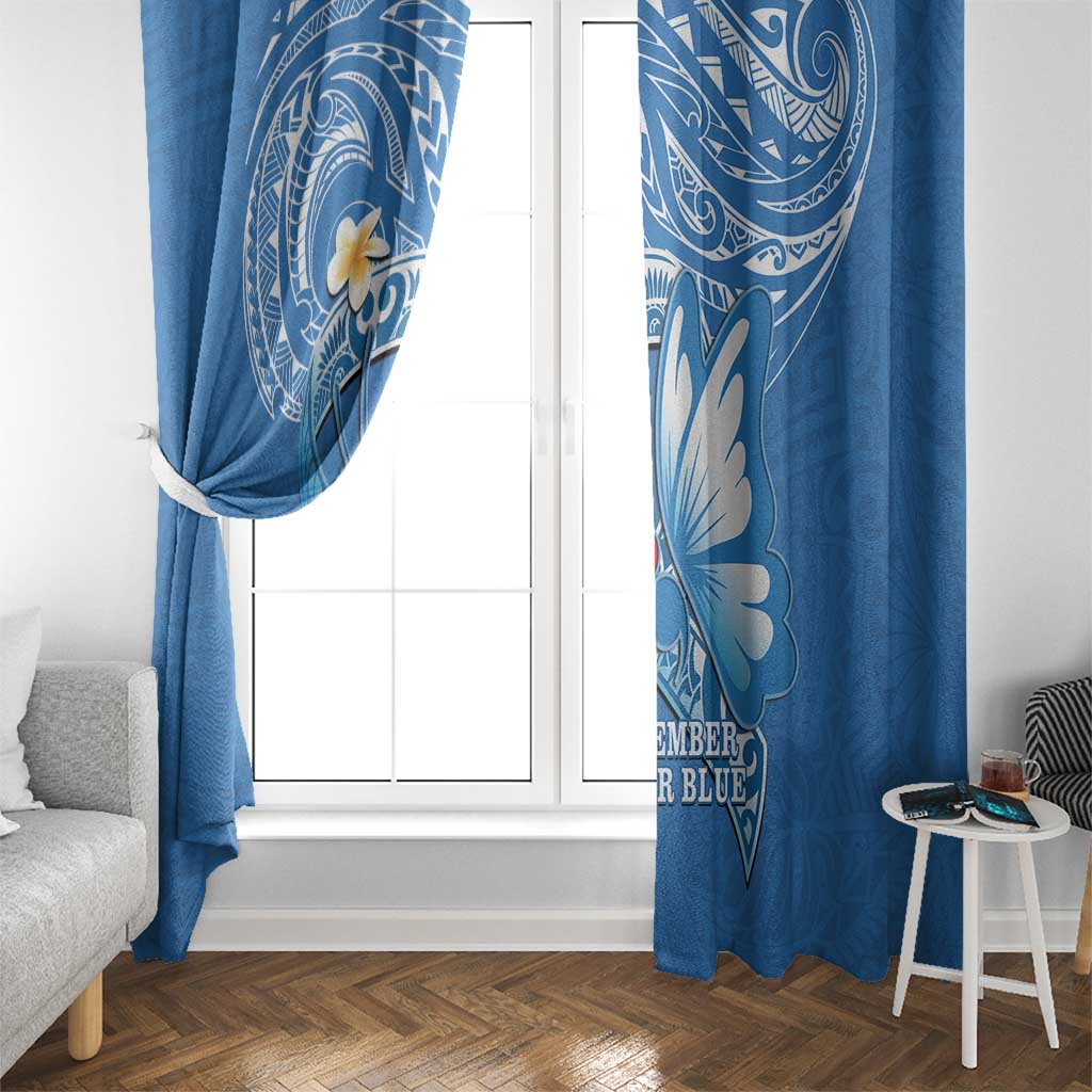 Polynesia Diabetes Awareness Month Window Curtain In November We Wear Blue LT14 - Polynesian Pride