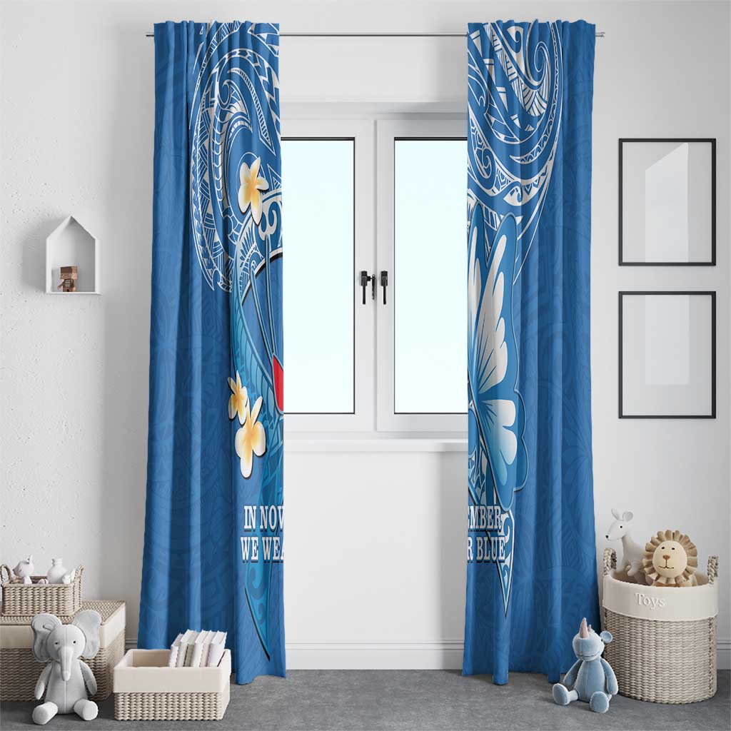 Polynesia Diabetes Awareness Month Window Curtain In November We Wear Blue LT14 - Polynesian Pride