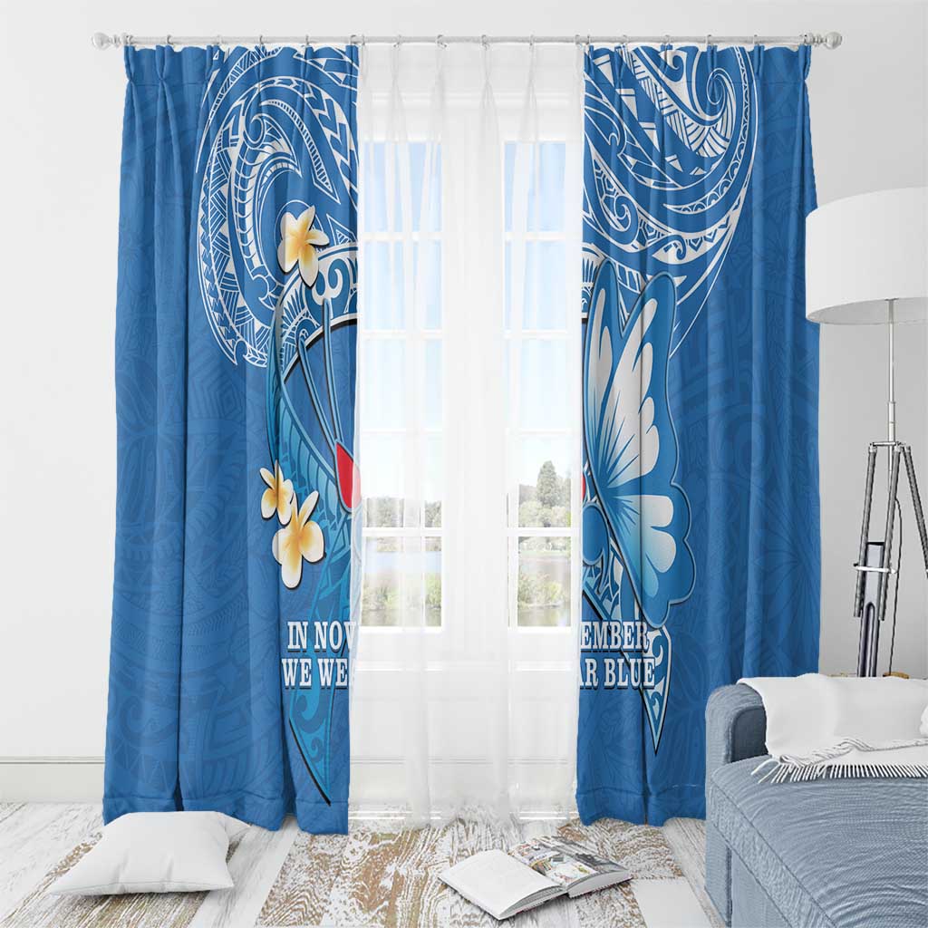 Polynesia Diabetes Awareness Month Window Curtain In November We Wear Blue LT14 - Polynesian Pride