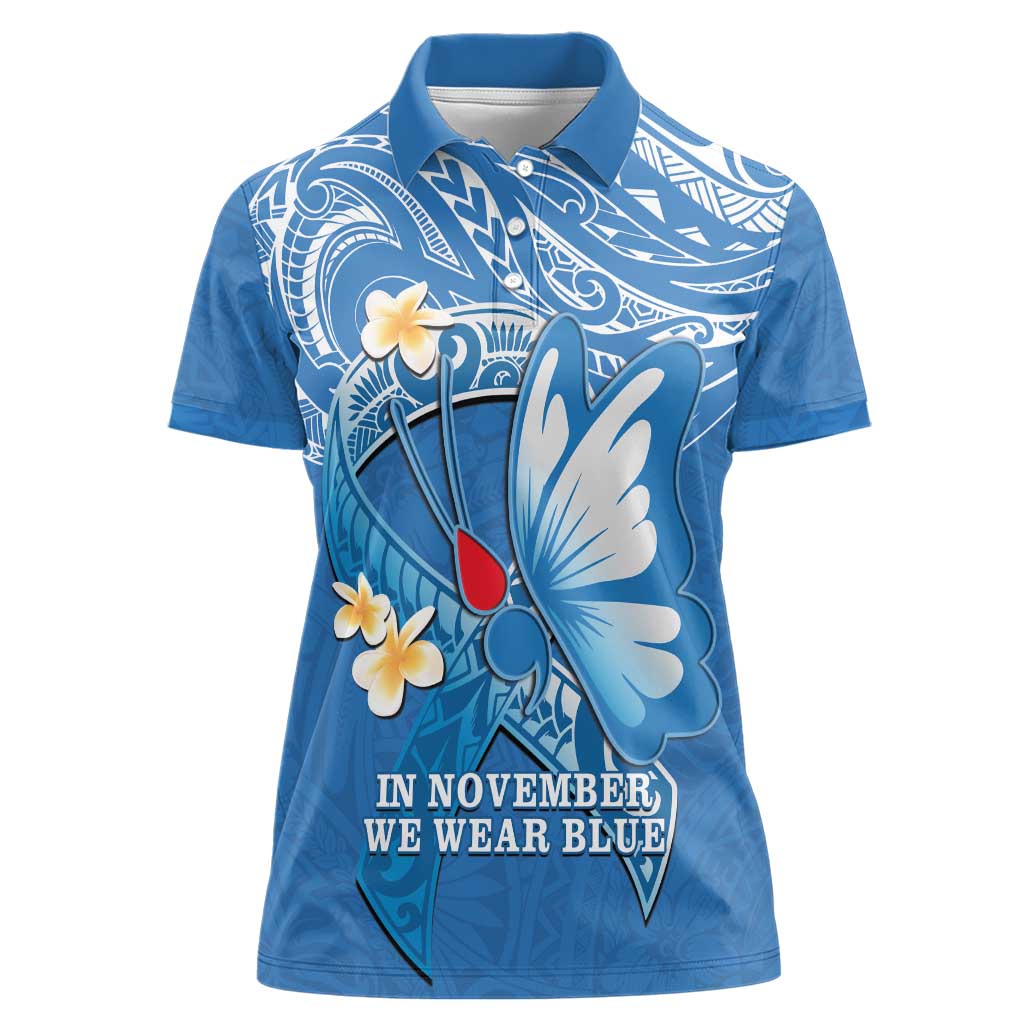 Polynesia Diabetes Awareness Month Women Polo Shirt In November We Wear Blue