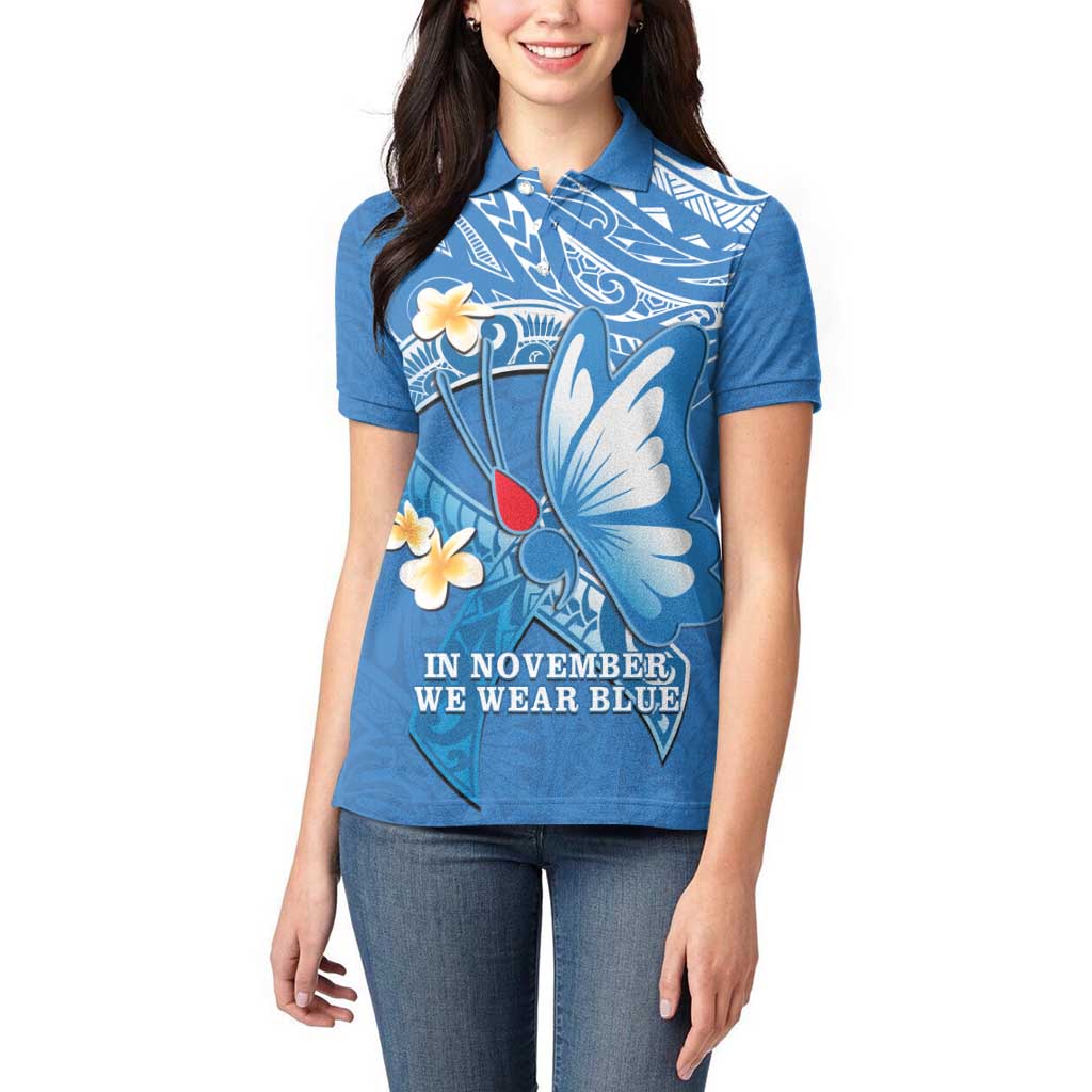 Polynesia Diabetes Awareness Month Women Polo Shirt In November We Wear Blue
