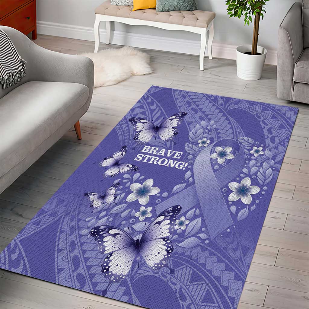 Polynesia Stomach Cancer Awareness Area Rug Periwinkle Ribbon Brave Strong!