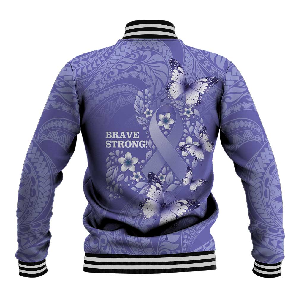Polynesia Stomach Cancer Awareness Baseball Jacket Periwinkle Ribbon Brave Strong! LT14 - Polynesian Pride