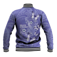 Polynesia Stomach Cancer Awareness Baseball Jacket Periwinkle Ribbon Brave Strong! LT14 - Polynesian Pride